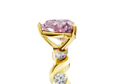 Yellow gold Fancy Pink Heart  Solitaire Twisted Band with Prong Setting 5