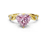 Yellow gold Fancy Pink Heart  Solitaire Twisted Band with Prong Setting