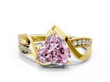 Yellow gold Fancy Pink Heart  Solitaire Twisted Band with Prong Setting_3