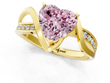 Yellow gold Fancy Pink Heart  Solitaire Twisted Band with Prong Setting_4