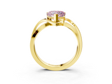 Yellow gold Fancy Pink Heart  Solitaire Twisted Band with Prong Setting_6