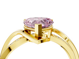 Yellow gold Fancy Pink Heart  Solitaire Twisted Band with Prong Setting_7