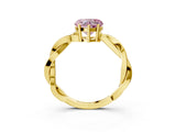 Yellow gold Fancy Pink Heart  Solitaire Twisted Pave Diamond Ring with Four-Prong Setting_15