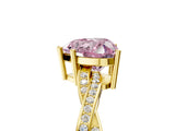 Yellow gold Fancy Pink Heart  Solitaire Twisted Pave Diamond Ring with Four-Prong Setting_17