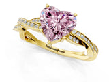 Yellow gold Fancy Pink Heart  Solitaire Twisted Pave Diamond Ring with Four-Prong Setting_80