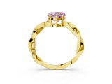 Yellow gold Fancy Pink Heart  Solitaire Twisted Pave Diamond Ring with Four-Prong Setting_82
