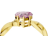 Yellow gold Fancy Pink Heart  Solitaire Twisted Pave Diamond Ring with Four-Prong Setting_83