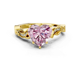 Yellow gold Fancy Pink Heart  Solitaire Vine Band with Milgrain Prong Setting_3