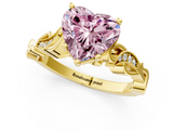 Yellow gold Fancy Pink Heart  Solitaire Vine Band with Milgrain Prong Setting_4