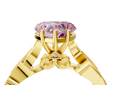 Yellow gold Fancy Pink Heart  Solitaire Vine Band with Milgrain Prong Setting_7