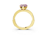 Yellow gold Fancy Pink Heart  Solitaire with Pavé Band and Four-Prong Setting_285