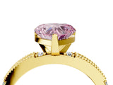 Yellow gold Fancy Pink Heart  Solitaire with Pavé Band and Four-Prong Setting_286