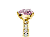 Yellow gold Fancy Pink Heart  Solitaire with Pavé Band and Four-Prong Setting_287