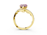 Yellow gold Fancy Pink Heart  Solitaire with Pavé Twist Band and Four-Prong Setting_59