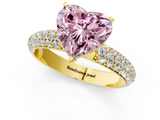 Yellow gold Fancy Pink Heart  Solitaire with Pave Band and Four-Prong Setting_4