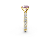 Yellow gold Fancy Pink Heart  Solitaire with Pave Band and Four-Prong Setting_5