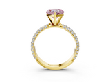 Yellow gold Fancy Pink Heart  Solitaire with Pave Band and Four-Prong Setting_6