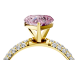 Yellow gold Fancy Pink Heart  Solitaire with Pave Band and Four-Prong Setting_7