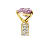 Yellow gold Fancy Pink Heart  Solitaire with Pave Band and Four-Prong Setting_8