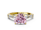 Yellow gold Fancy Pink Heart  Solitaire with Side Baguettes and Channel Set Band_45