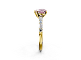Yellow gold Fancy Pink Heart  Solitaire with Side Baguettes and Channel Set Band_47