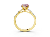 Yellow gold Fancy Pink Heart  Solitaire with Side Baguettes and Channel Set Band_48