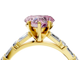 Yellow gold Fancy Pink Heart  Solitaire with Side Baguettes and Channel Set Band_49