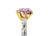 Yellow gold Fancy Pink Heart  Solitaire with Side Baguettes and Channel Set Band_50