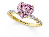 Yellow gold Fancy Pink Heart  Solitaire with Side Stones on a Pavé Band and Four-Prong Setting_24