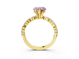 Yellow gold Fancy Pink Heart  Solitaire with Side Stones on a Pavé Band and Four-Prong Setting_26