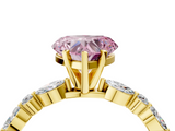 Yellow gold Fancy Pink Heart  Solitaire with Side Stones on a Pavé Band and Four-Prong Setting_27