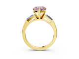 Yellow gold Fancy Pink Heart  Solitaire with Tapered Baguette Side Stones on a Classic Band with Four-Prong Setting_81