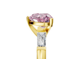 Yellow gold Fancy Pink Heart  Solitaire with Tapered Baguette Side Stones on a Classic Band with Four-Prong Setting_83