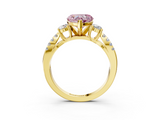 Yellow gold Fancy Pink Heart  Three-Stone Diamond Ring with Pavé Split Shank and Four-Prong Setting_91