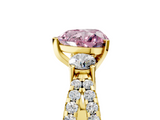 Yellow gold Fancy Pink Heart  Three-Stone Diamond Ring with Pavé Split Shank and Four-Prong Setting_93