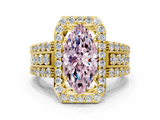 Yellow gold Fancy Pink Marquise -Cut Halo Diamond Ring with Split Shank and Four-Prong Setting_71