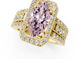 Yellow gold Fancy Pink Marquise -Cut Halo Diamond Ring with Split Shank and Four-Prong Setting_72