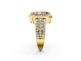 Yellow gold Fancy Pink Marquise -Cut Halo Diamond Ring with Split Shank and Four-Prong Setting_73