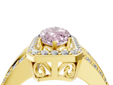 Yellow gold Fancy Pink Marquise -Cut Halo Diamond Ring with Split Shank and Four-Prong Setting_75