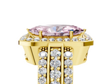 Yellow gold Fancy Pink Marquise -Cut Halo Diamond Ring with Split Shank and Four-Prong Setting_76