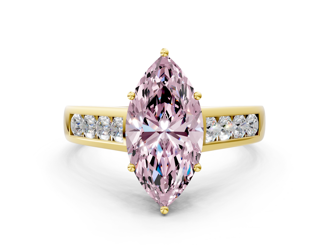 Yellow gold Fancy Pink Marquise  Brilliant Channel-Set Solitaire Ring with Four-Prong Setting_21