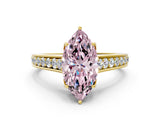 Yellow gold Fancy Pink Marquise  Brilliant Cut Diamond Engagement Ring with Pavé Band and Four-Prong Setting_48