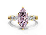 Yellow gold Fancy Pink Marquise  Brilliant Cut Diamond Five-Stone Prong Set Engagement Ring with Channel Band_3