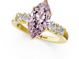 Yellow gold Fancy Pink Marquise  Brilliant Cut Diamond Five-Stone Prong Set Engagement Ring with Channel Band_4