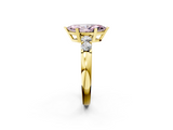 Yellow gold Fancy Pink Marquise  Brilliant Cut Diamond Five-Stone Prong Set Engagement Ring with Channel Band_5