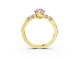 Yellow gold Fancy Pink Marquise  Brilliant Cut Diamond Five-Stone Prong Set Engagement Ring with Channel Band_6