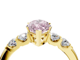 Yellow gold Fancy Pink Marquise  Brilliant Cut Diamond Five-Stone Prong Set Engagement Ring with Channel Band_7