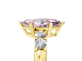 Yellow gold Fancy Pink Marquise  Brilliant Cut Diamond Five-Stone Prong Set Engagement Ring with Channel Band_8