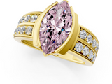 Yellow gold Fancy Pink Marquise  Brilliant Diamond Channel Set Wide Band Ring with Bezel Setting_22