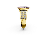 Yellow gold Fancy Pink Marquise  Brilliant Diamond Channel Set Wide Band Ring with Bezel Setting_23